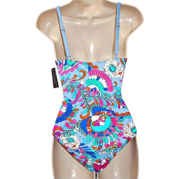 KATE SPADE Cinch Tie Front‎ Soft Underwire Cups Swimsuit in Spring Water  XL NEW - Picture 10 of 15